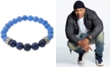 LEGACY for MEN by Simone I. Smith Dyed Black Lapis Lazuli (10mm) & Blue Agate (8mm) Men's Stretch Bracelet in Stainless Steel